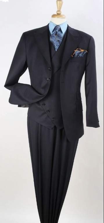 Apollo King Men's Outlet 3pc 100% Wool Fashion Suit - Stylish Slanted Vest