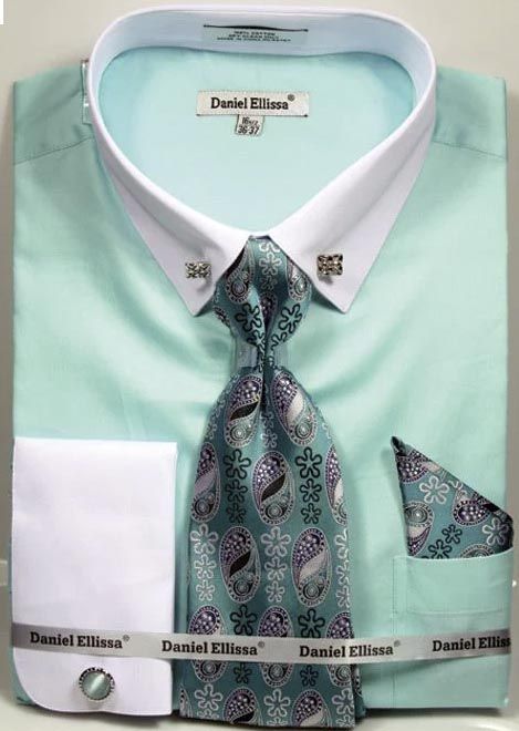 Daniel Ellissa Men's Outlet French Cuff Shirt Set - Collar Bar
