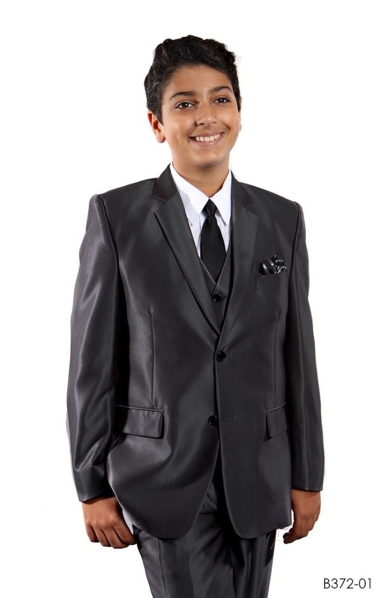 Tazio Boy's Outlet 5 Piece Suit with Shirt & Tie - Sharkskin