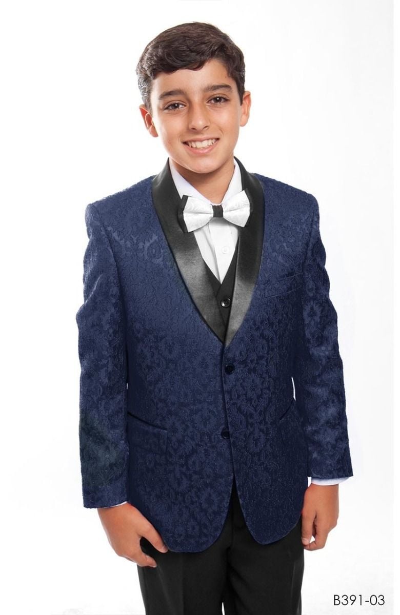 Tazio Boy's Outlet 5 Piece Suit with Shirt & Tie - Black Vest