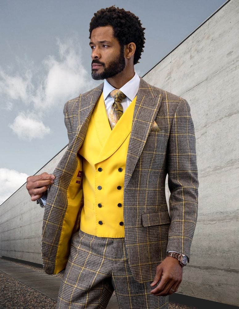 Elegant yellow men's suit: Jacket, Vest and Pants - C2077