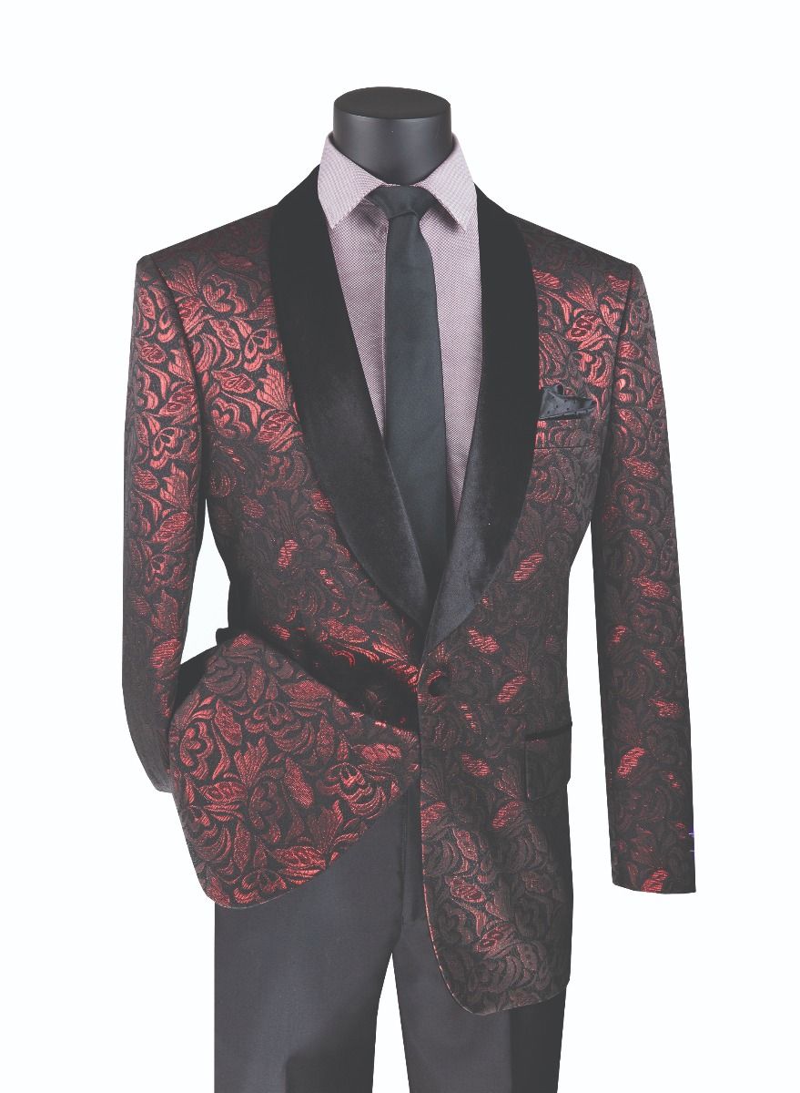 Vinci Men's Wool Feel Sport Coat - Dark Floral Pattern