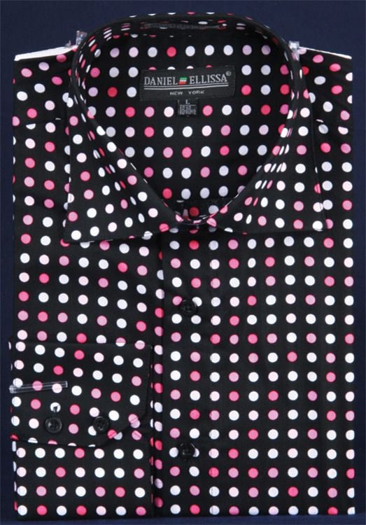 Daniel Ellissa Men's Fashion Dress Shirt - Multicolor Polka Dot