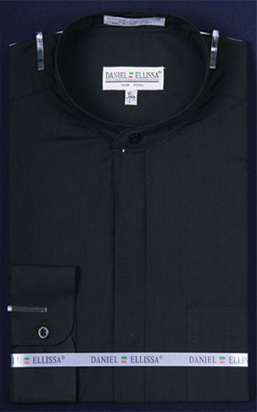 Daniel Ellissa Men s Outlet Banded Collar Dress Shirt Solid Color