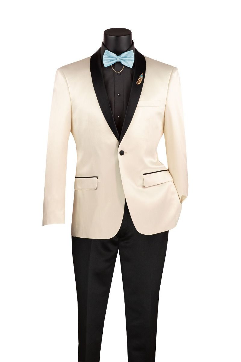 Vinci Men's Slim Fit Sport Coat - Narrow Shawl Lapel
