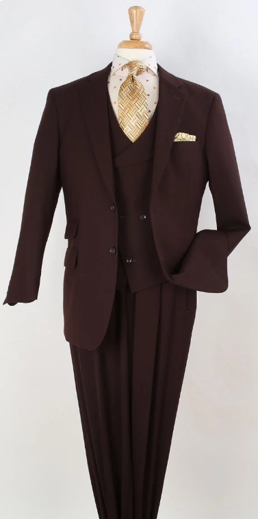 Apollo King Men's 3pc 100% Wool Fashion Outlet Suit - Unique Vest