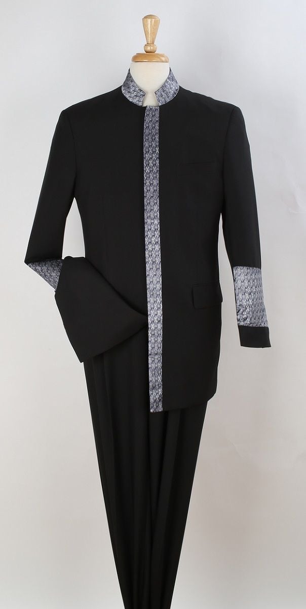 Apollo King Men's 2 Piece Nehru Style Suit - Pastor Church Suit