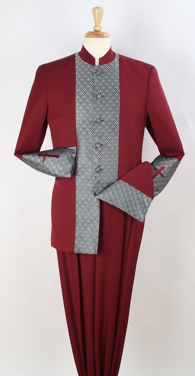 Apollo King Men's Outlet 2pc Nehru Style Suit - Pastor Church Suit