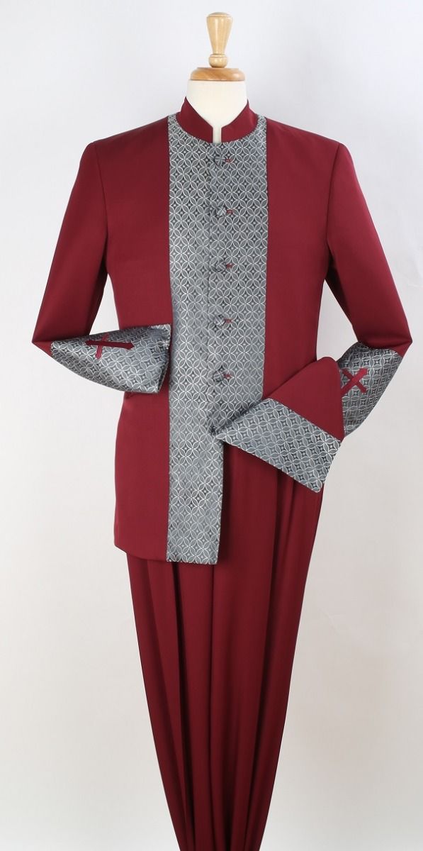 Royal Diamond Men's 2pc Nehru Style Suit - Pastor Church Suit