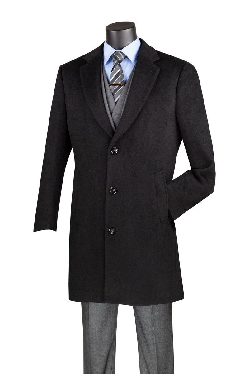 Vinci Men's 3/4 Length Top Coat - Cashmere Blend