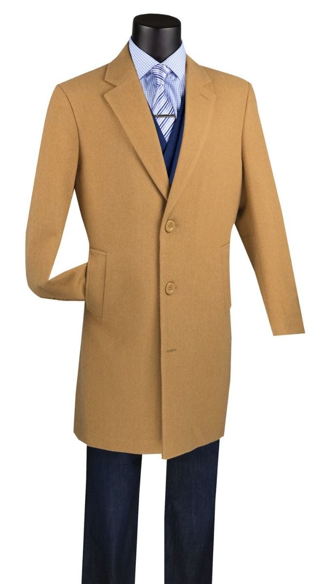 Vinci Men's Outlet 3/4 Length Top Coat - Cashmere Blend