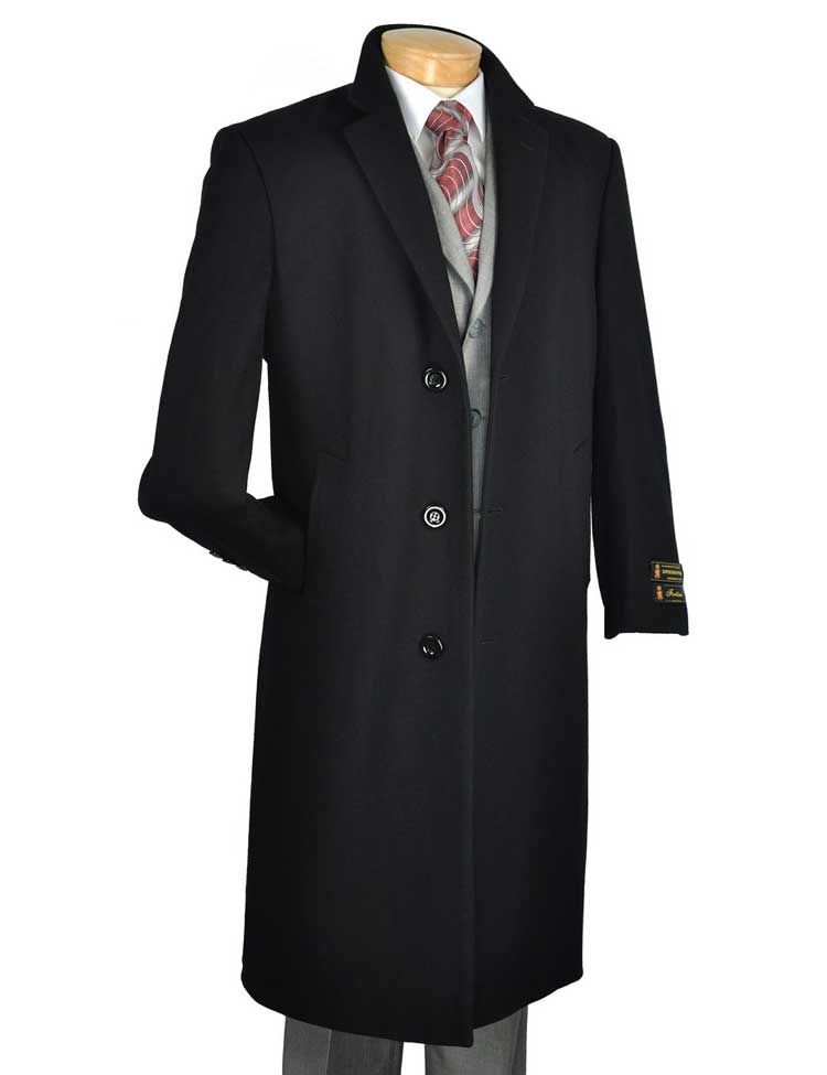 Vinci Men's Full Length Top Coat Cashmere Blend