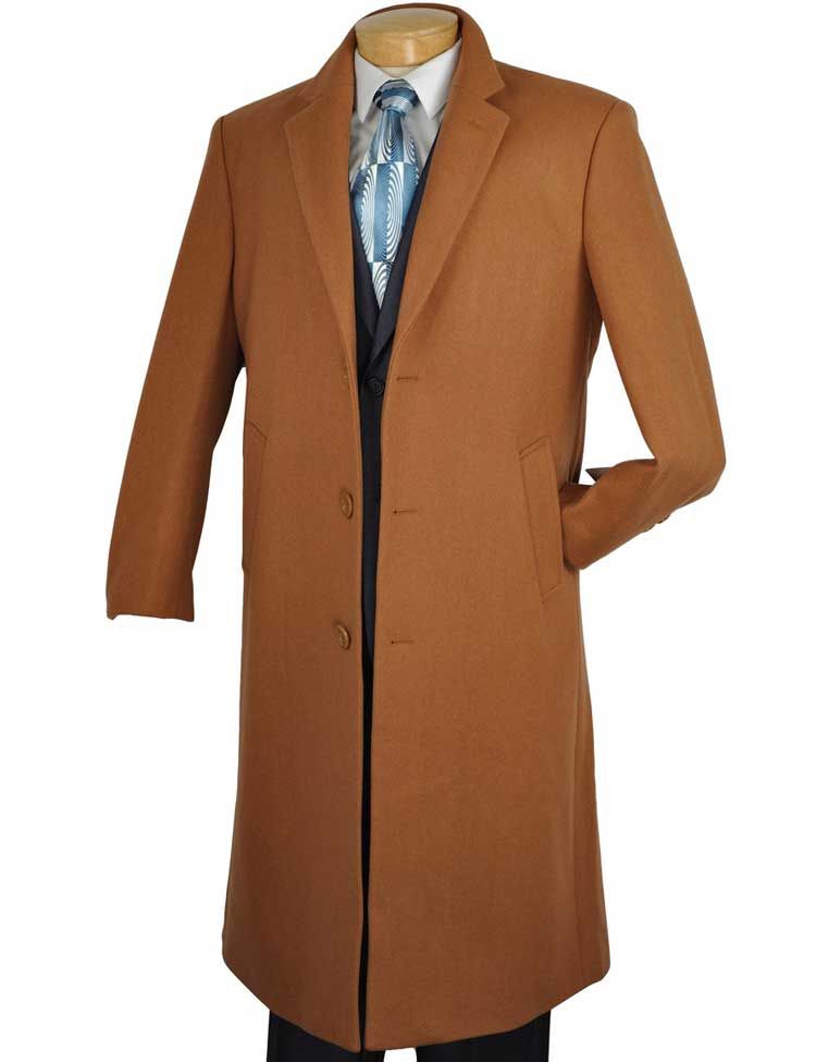 Vinci Men's Full Length Top Coat Cashmere Blend