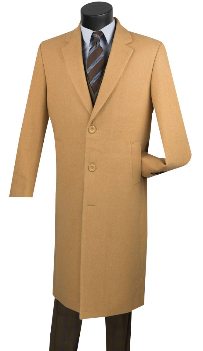 Vinci Men's Full Length Top Coat Cashmere Blend