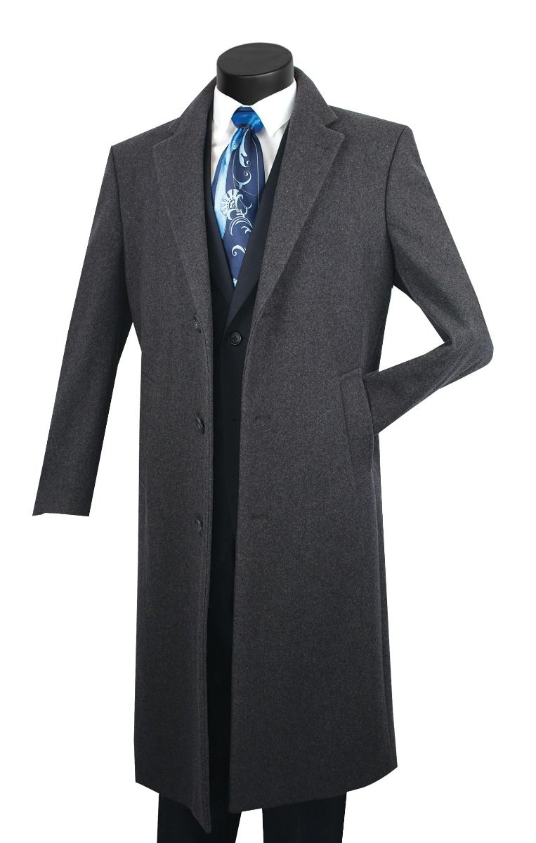 Vinci Men's Full Length Top Coat - Cashmere Blend