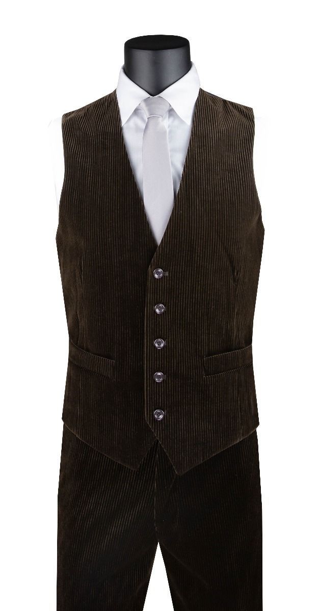 Vinci Men's Outlet 2 Piece Vest Walking Suit Set - Corduroy Set