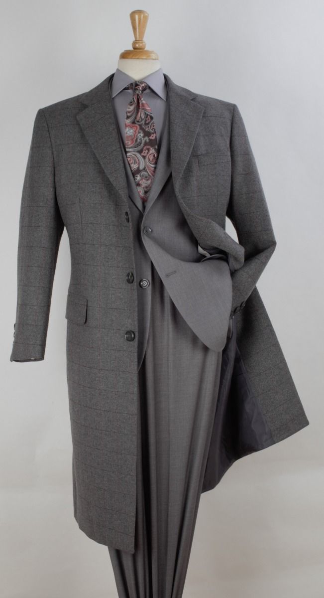 Veno Giovanni Men's 100% Wool Full Length Top Coat - 3 Button Coat