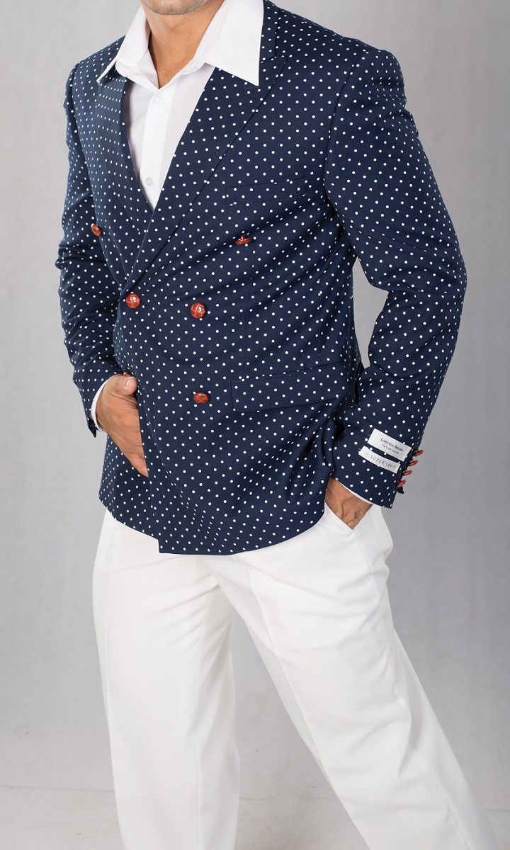 Vittorio St. Angelo Men's Slim Fit Sport Coat - Navy Polka Dot