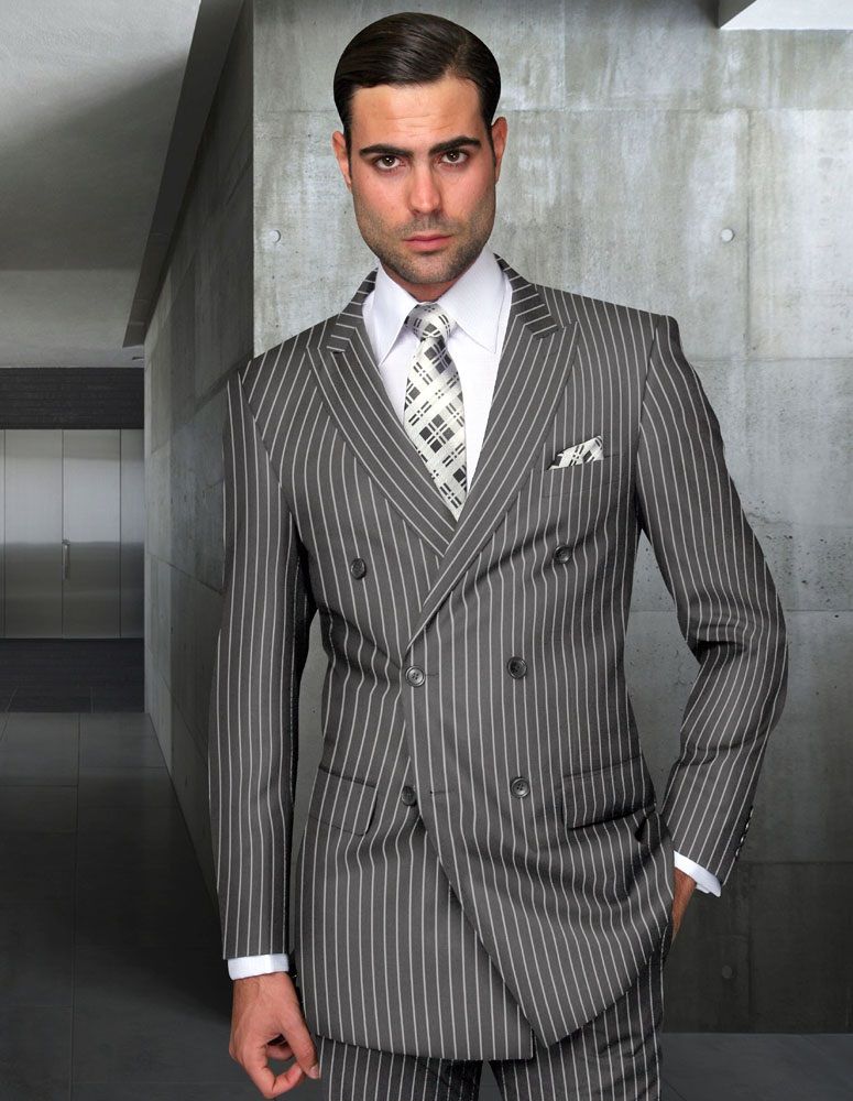 Statement Men's 2 Piece 100% Wool Fashion Suit - Bold Pinstripe