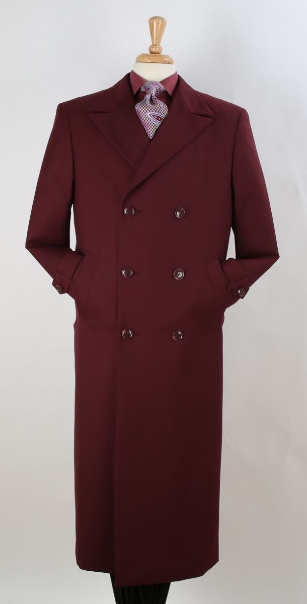 Apollo King Men's Outlet Full Length Top Coat - Banded Wrists