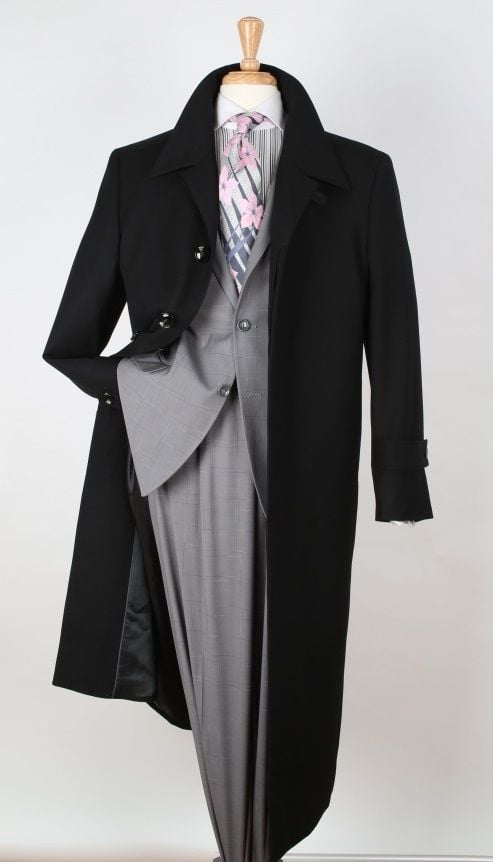 Apollo King Men's Wool Gabardine Top Coat - Duster Coat Style