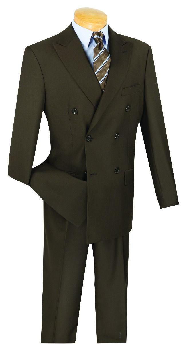 Men's Vinci Peak Lapel Double Breasted Suit High back Vented Jacket with Flap Pockets Grey main image 1
