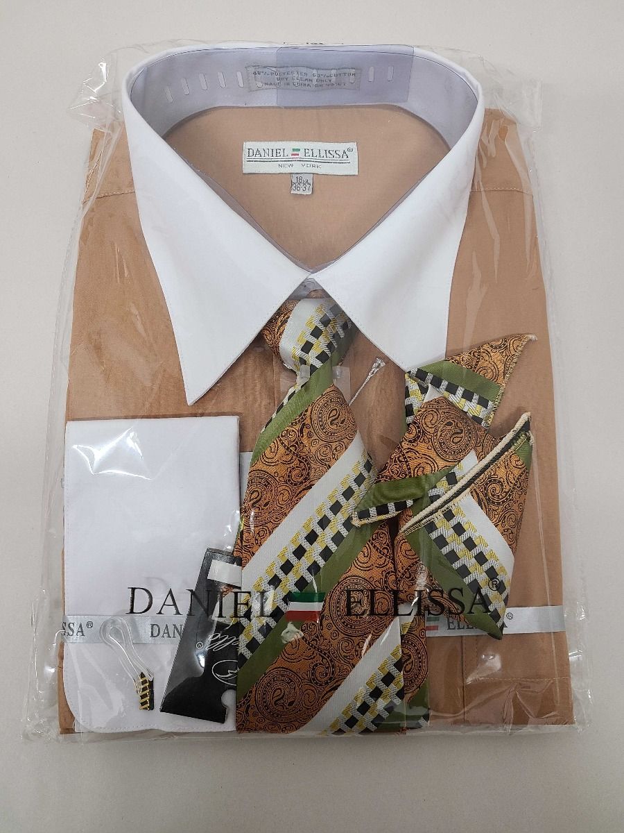 Daniel Ellissa Men's French Cuff Shirt Set - Multi Pattern Stripes