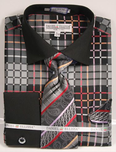 DANIEL ELLISSA BASIC FRENCH CUFF SHIRT SOLID COLOR DS3816 BLACK main image 1