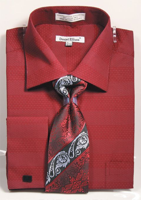 Daniel Ellissa Men's French Cuff Shirt Set - Stylish Mini Dot