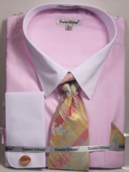 Daniel Ellissa Men's Outlet French Cuff Shirt Set - Pastel Colors