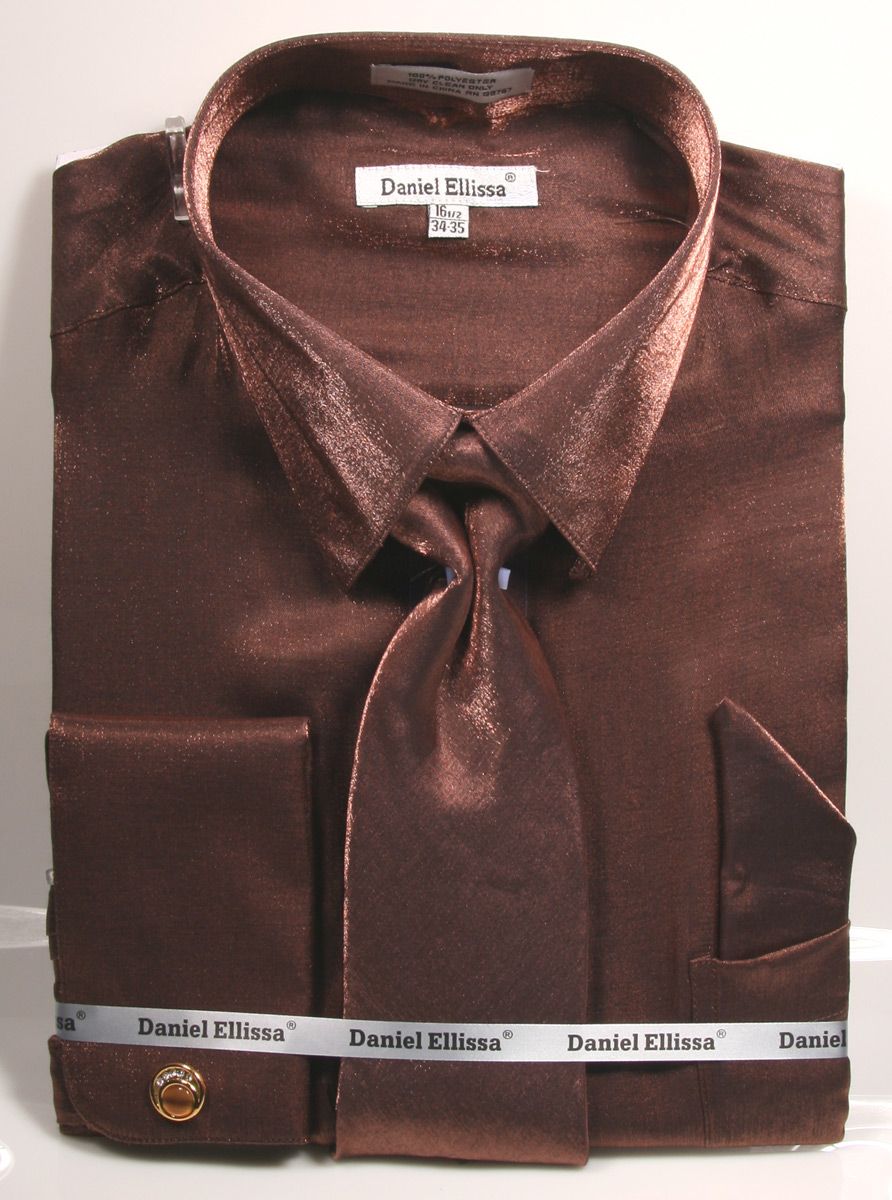 Daniel Ellissa Men's Outlet French Cuff Shirt Set - Metallic Velvet