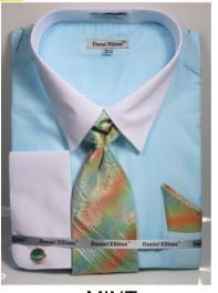 Daniel Ellissa Men's Outlet French Cuff Shirt Set - Pastel Colors