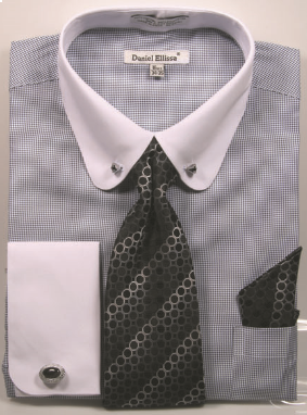Daniel Ellissa Men's French Cuff Shirt Set - Geometric Stripes