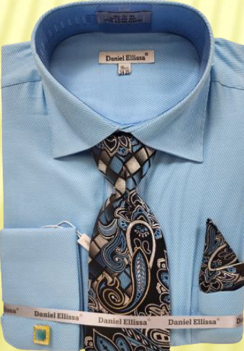 Daniel Ellissa Men's French Cuff Shirt Set - Twill Fabric