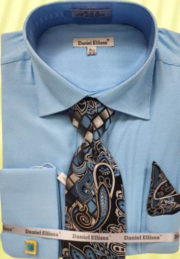 DANIEL ELLISSA PINSTRIPED FRENCH CUFF SHIRT DS3826P2 LT.BLUE main image 1