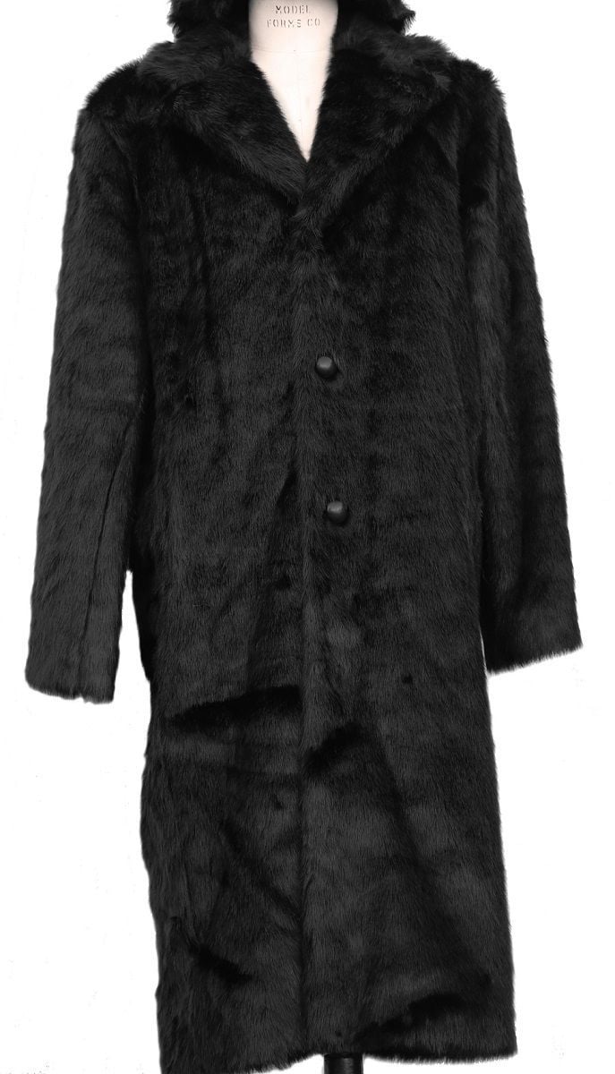 Canto Men's Outlet Faux Fur Coat - Full Length Fashion Coat