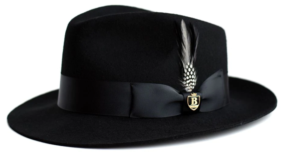 Bruno Capelo Men's Fedora Style Wool Hat - Raw Edge Brim