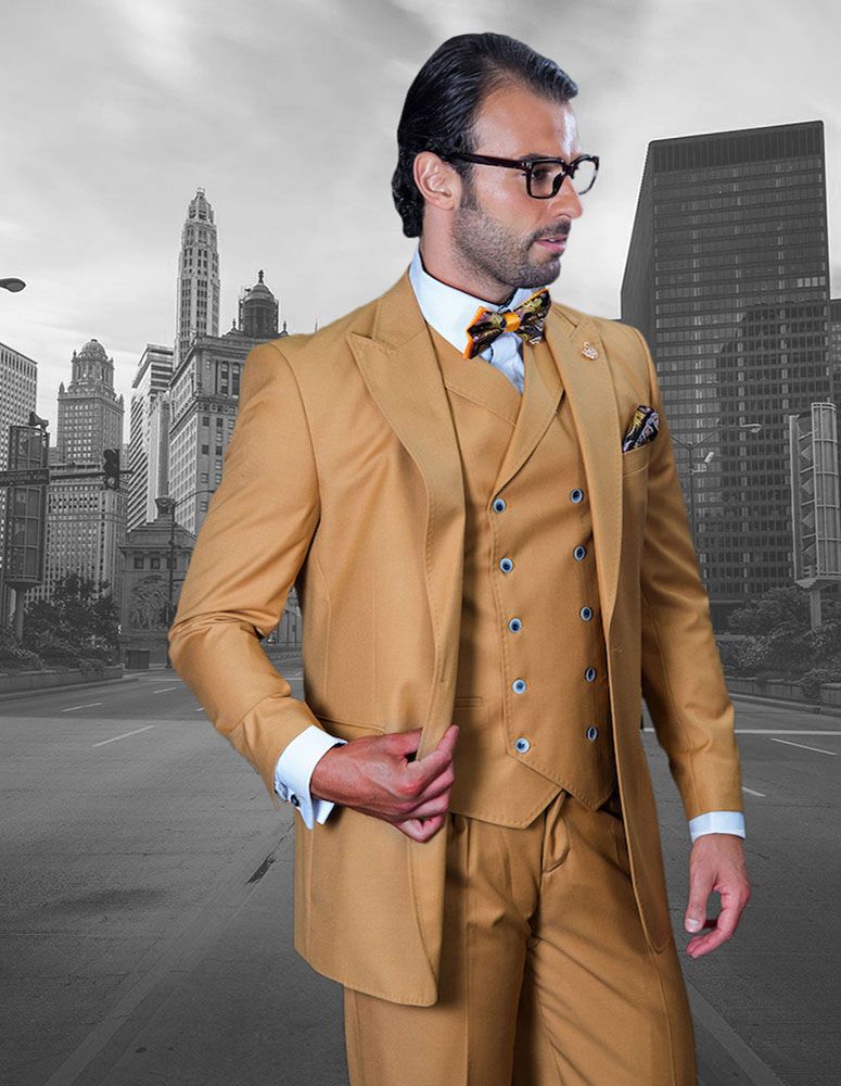 Statement Men's Outlet 100% Wool Suit - Unique Double Breasted Vest