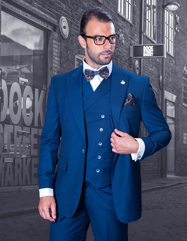 Statement Men's 100% Wool Suit - Unique Double Breasted Vest