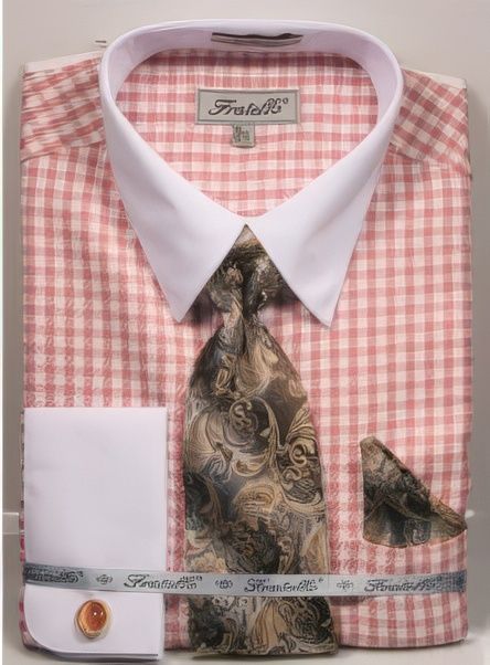 Fratello Men's French Cuff Dress Shirt Set - White Accents
