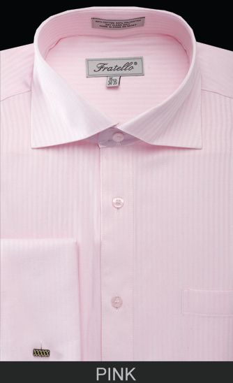 Fratello Men's French Cuff Dress Shirt - Classic Stripe