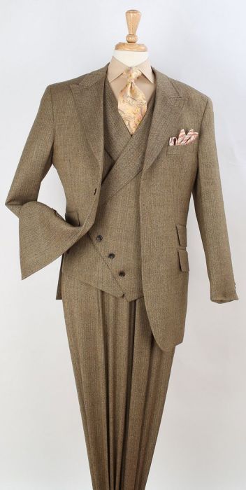 Apollo King Men's 3pc Wool Fashion Outlet Suit - Fashion Slant Vest