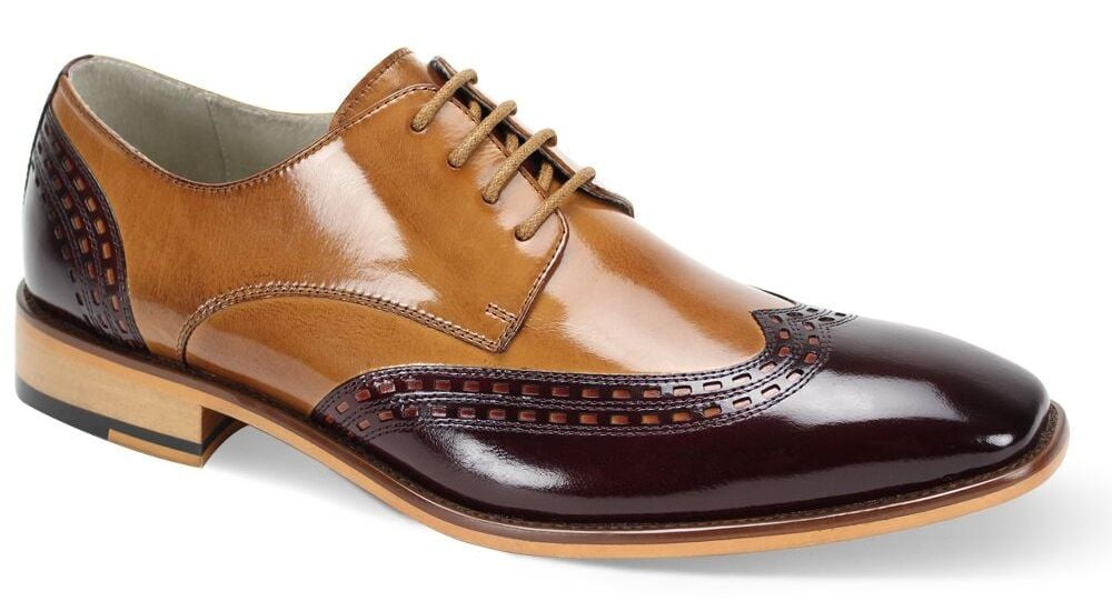 Giovanni Men's Leather Dress Shoe - Two Tone Wing Tip