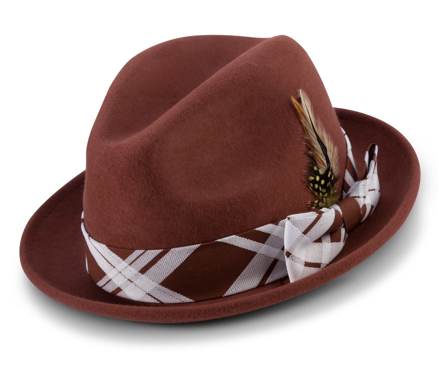 Montique Men's Fashion Wool Fedora Hat - Abstract Windowpane
