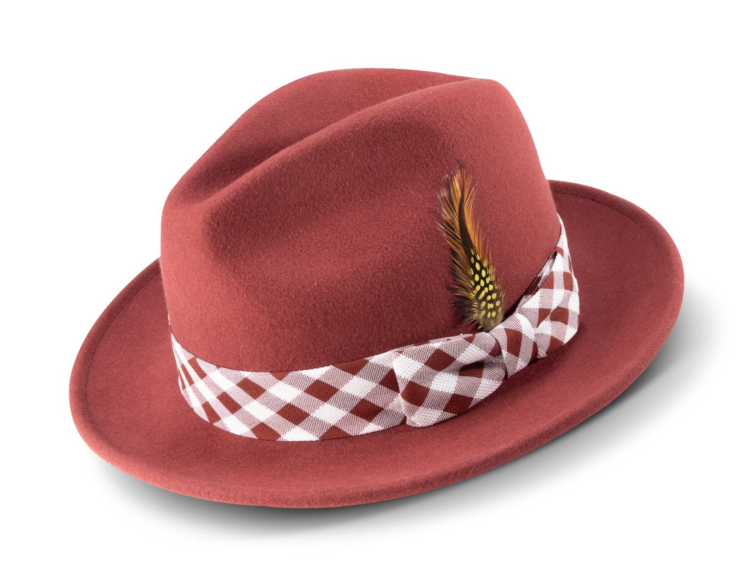 Montique Men's Fedora Style Wool Hat - Sleek Plaid
