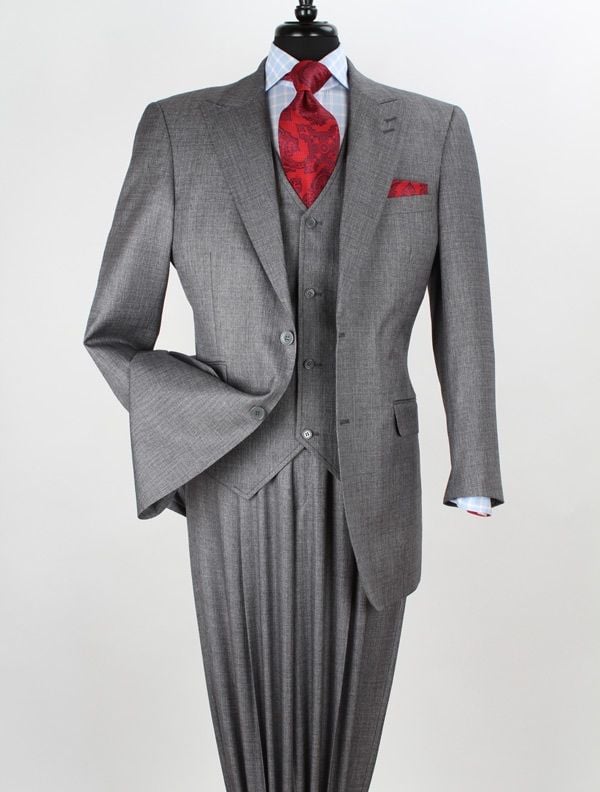Apollo King Men's 3 Piece Wool Feel Fashion Outlet Suit - 2 Button