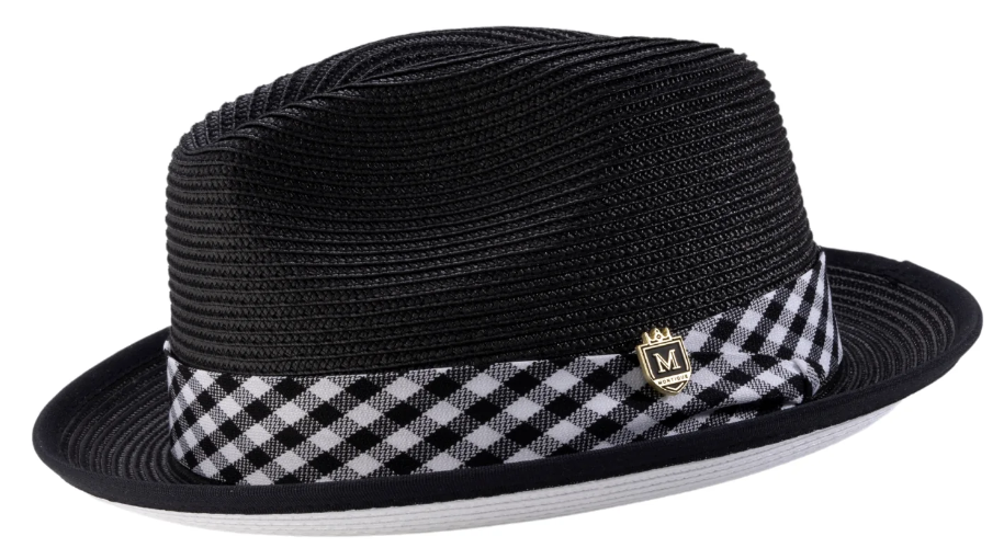 Montique Men's Fedora Style Straw Hat - Checker