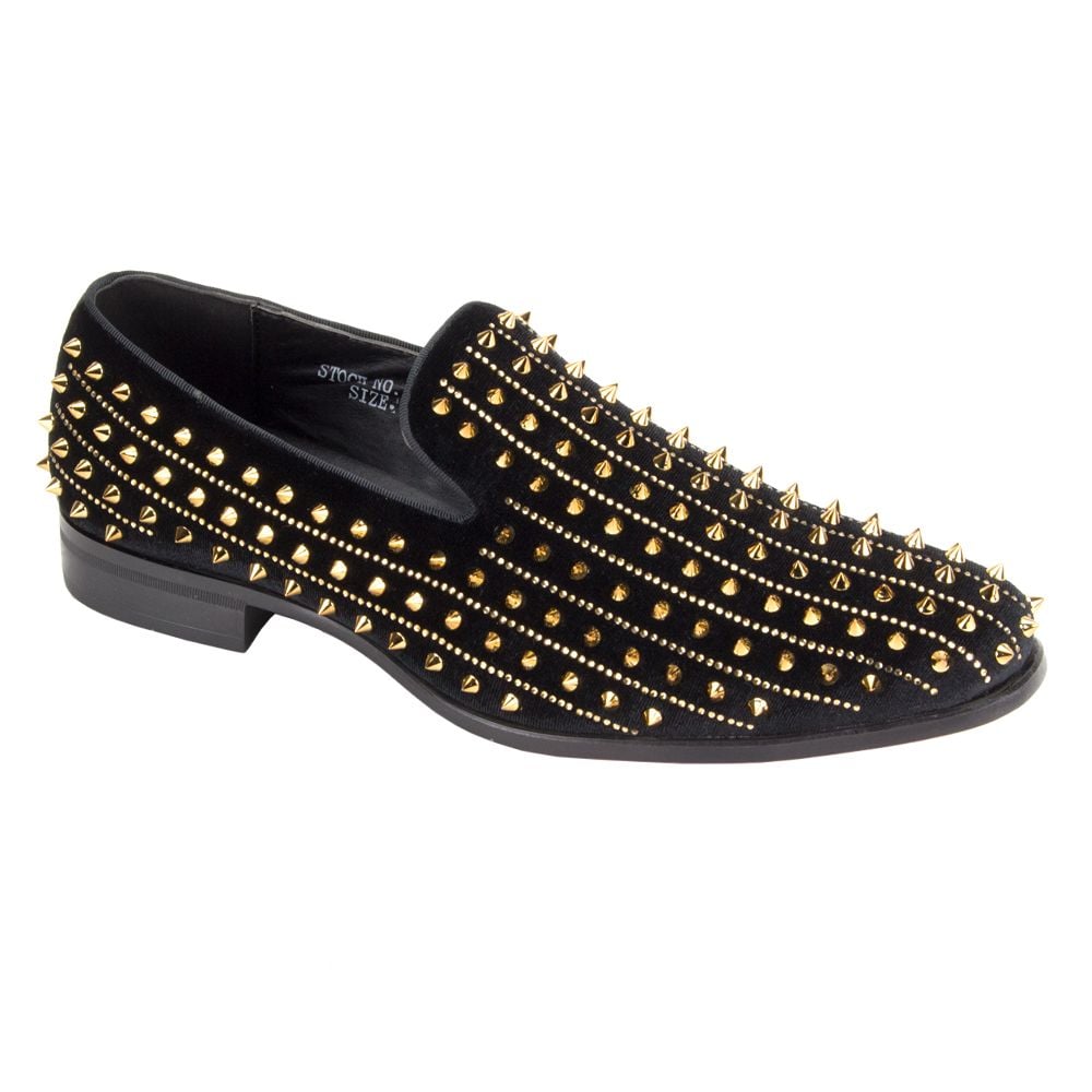 After Midnight Men's Velvet Dress Shoes - Spikes and Studs
