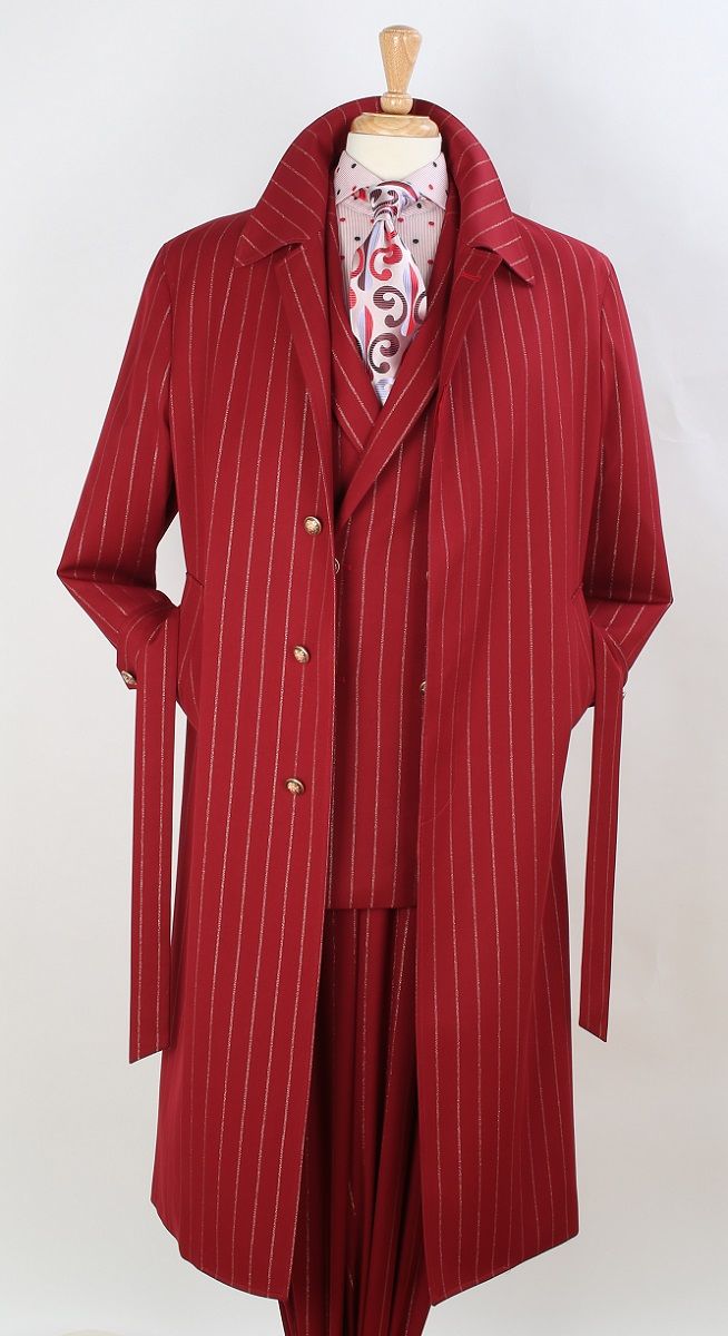 Royal Diamond Men's 3pc Outlet Suit Set with Coat - Pinstripe