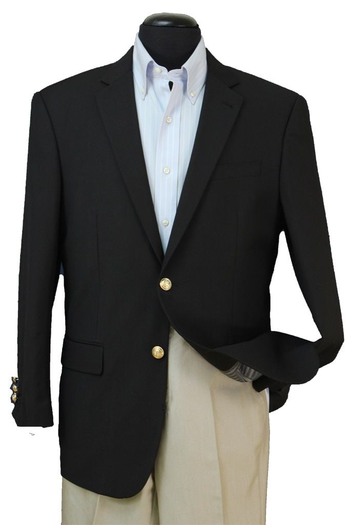 Loriano Men's Wool Blend Single Breasted Blazer - Gold Buttons